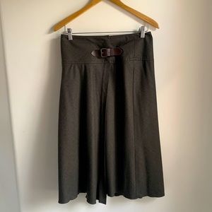 Faconnable Dark Brown Wool Buckle Skirt Size 9